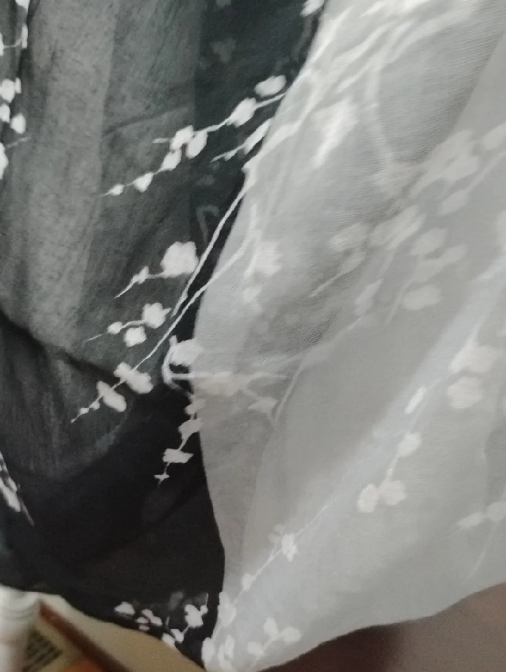 Simple Vera By Vera Wang Sheer‎ Black and White Floral Infinity Scarf